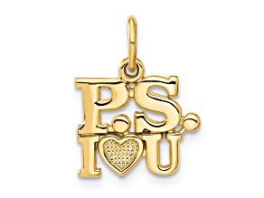 14k Yellow Gold Textured P.S. I Love You pendant