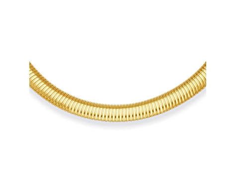 14K Yellow Gold 8.4mm Domed 18 inch Omega Necklace