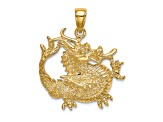 14K Yellow Gold 2D Textured Dragon pendant