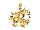 14K Yellow Gold 2D Textured Dragon pendant