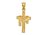 14K Yellow Gold Satin Draped Cross Pendant