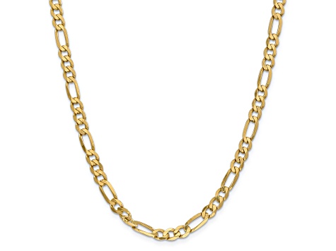 14K Yellow Gold 6.25mm Flat Figaro Chain Necklace