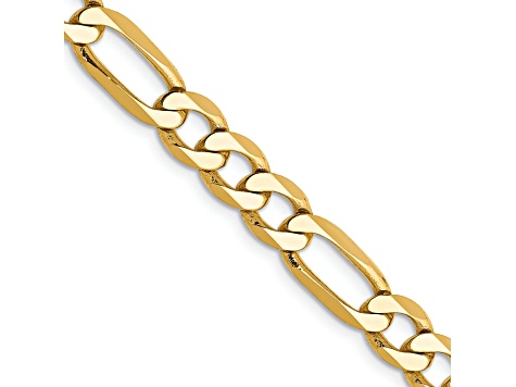 14K Yellow Gold 6.25mm Flat Figaro Chain Necklace