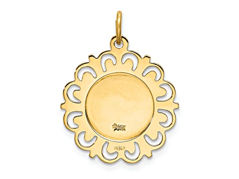 14k Yellow Gold Satin Our Lady of Lourdes Medal Pendant - 1BDL1A | JTV