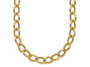 14K Yellow Gold Polished and Twisted Fancy Link Necklace