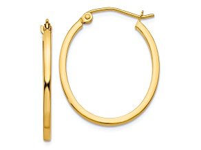 14k Yellow Gold 11/16" Fancy Oval Hoop Earrings