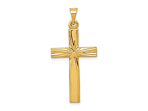 14K Yellow Gold Polished Latin Cross Pendant