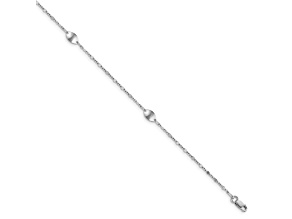 14K White Gold Polished with 1-inch Extension Anklet