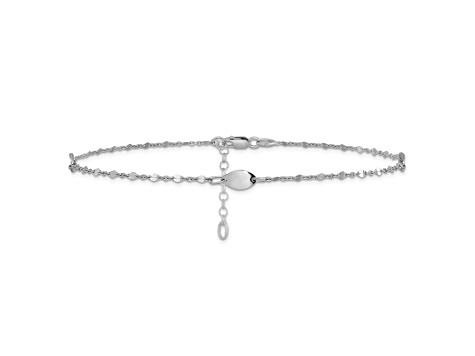 14K White Gold Polished with 1-inch Extension Anklet