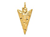 14k Yellow Gold Textured Arrow Head Charm Pendant