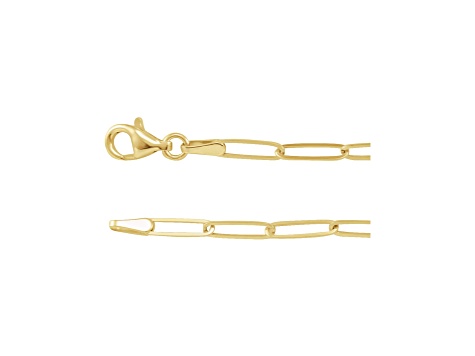 14K Yellow Gold 2.6mm Elongated Link Cable Chain, 18 Inches.