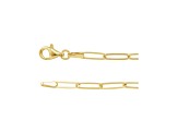 14K Yellow Gold 2.6mm Elongated Link Cable Chain, 18 Inches.