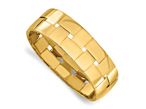 14K Yellow Gold Basket Weave Wide Bangle