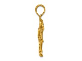 14k Yellow Gold Textured Hockey Player with Stick and Puck Charm