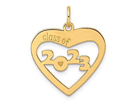 14K Yellow Gold Polished CLASS OF 2023 Cut Out Heart Charm