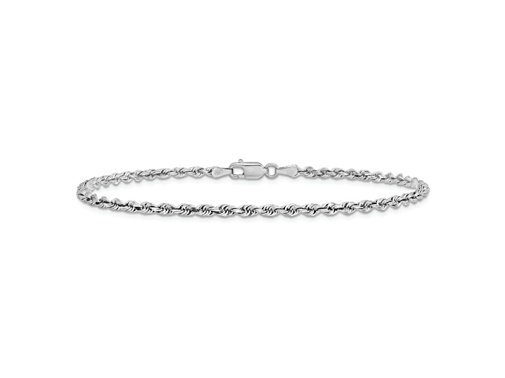 Rhodium Over 14k White Gold Diamond-Cut Quadruple Rope Link Bracelet