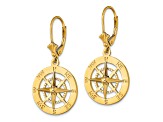 14k Yellow Gold Nautical Compass Dangle Earrings