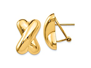 14k Yellow Gold Polished X Stud Earrings