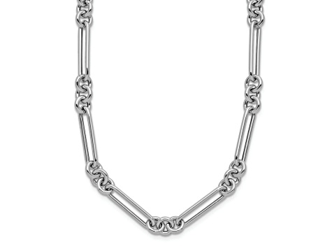 Rhodium Over 14k White Gold Polished Fancy Link Necklace