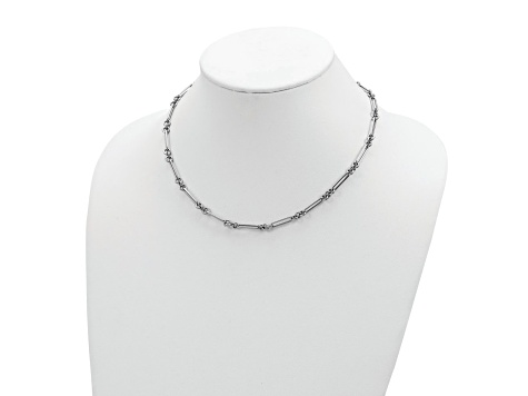 Rhodium Over 14k White Gold Polished Fancy Link Necklace