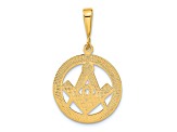 14k Yellow Gold Polished and Textured Masonic Symbol Pendant