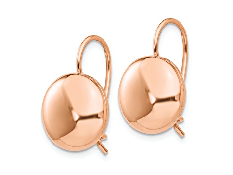 14k Rose Gold Polished Button Drop Earrings