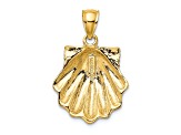 14k Yellow Gold Textured Blue Enameled Scallop Shell Charm