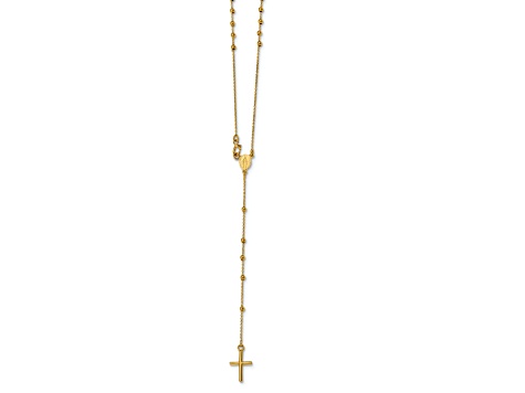 14K Yellow Gold Polished Beaded Rosary 16.5-inch