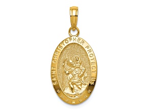10K Yellow Gold Textured Saint Christopher Medal Pendant