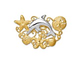 14k Yellow Gold and 14k White Gold Textured Sea Life Fits 5mm To 6mm Slide Pendant