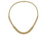 14K Yellow Gold Polished and Textured Fancy 3 Layer Cable Necklace
