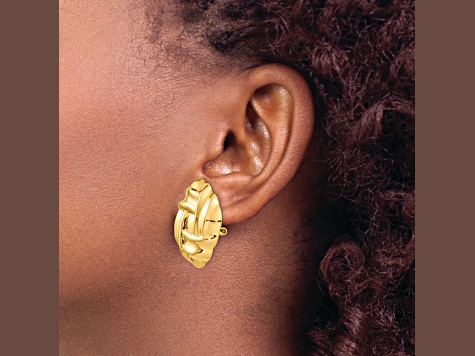 14k Yellow Gold 27mm Polished Fancy Stud Earrings