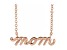 14K Rose Gold Petite Lowercase Script mom Necklace, 16 Inches.