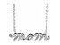 14K White Gold Petite Lowercase Script mom Necklace, 16 Inches.