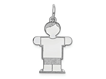 Picture of Rhodium Over 14k White Gold Satin Boy Hugs Charm