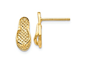 14k Yellow Gold Textured Flip Flop Stud Earrings