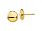 14k Yellow Gold Polished 12mm Button Stud Earrings