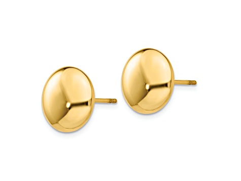 14k Yellow Gold Polished 12mm Button Stud Earrings