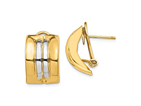 14k yellow Gold and Rhodium Over 14k Yellow Gold Stud Earrings