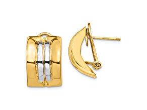 14k yellow Gold and Rhodium Over 14k Yellow Gold Stud Earrings
