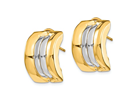 14k yellow Gold and Rhodium Over 14k Yellow Gold Stud Earrings