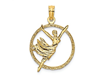 Picture of 14k Yellow Gold Textured Dancer in Circle Frame pendant
