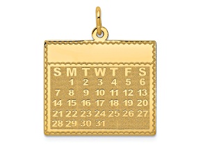 14k Yellow Gold Satin Monday the First Day Calendar Pendant