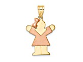 14k Yellow Gold and 14k Rose Gold Satin Small Girl with Bow on Left Charm