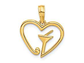 14k Yellow Gold Polished Martini In Heart Pendant
