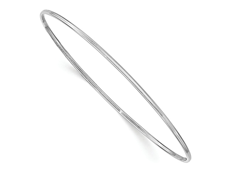 【 開梱 設置?無料 】 Gold White 14k Over Rhodium 1.5mm Bangle Slip-on Polished アクセサリー