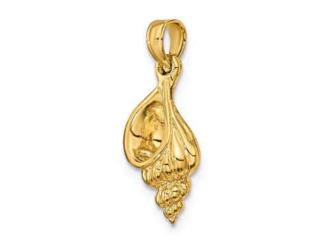 14K Yellow Gold 3D Mini Conch Shell Charm