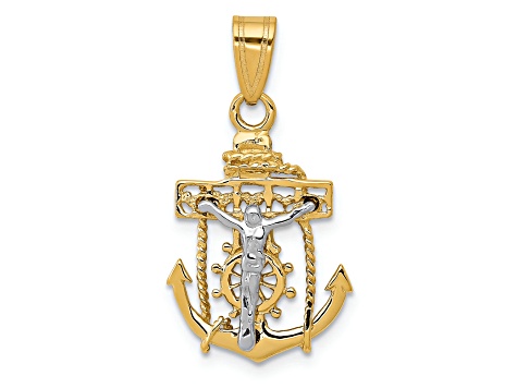 14K Yellow and White Gold Mariners Cross Pendant