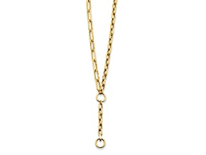 14K Yellow Gold Paperclip Link Y-drop 20-inch Lariat Necklace