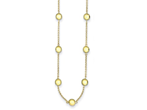 14K Yellow Gold 8mm Bead and Cable Link 18-inch Necklace